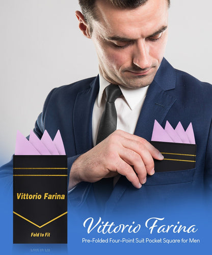 Vittorio Farina Men's Pre - Folded Pocket Square: Four - Point - Suits You Sir - Lavender - 