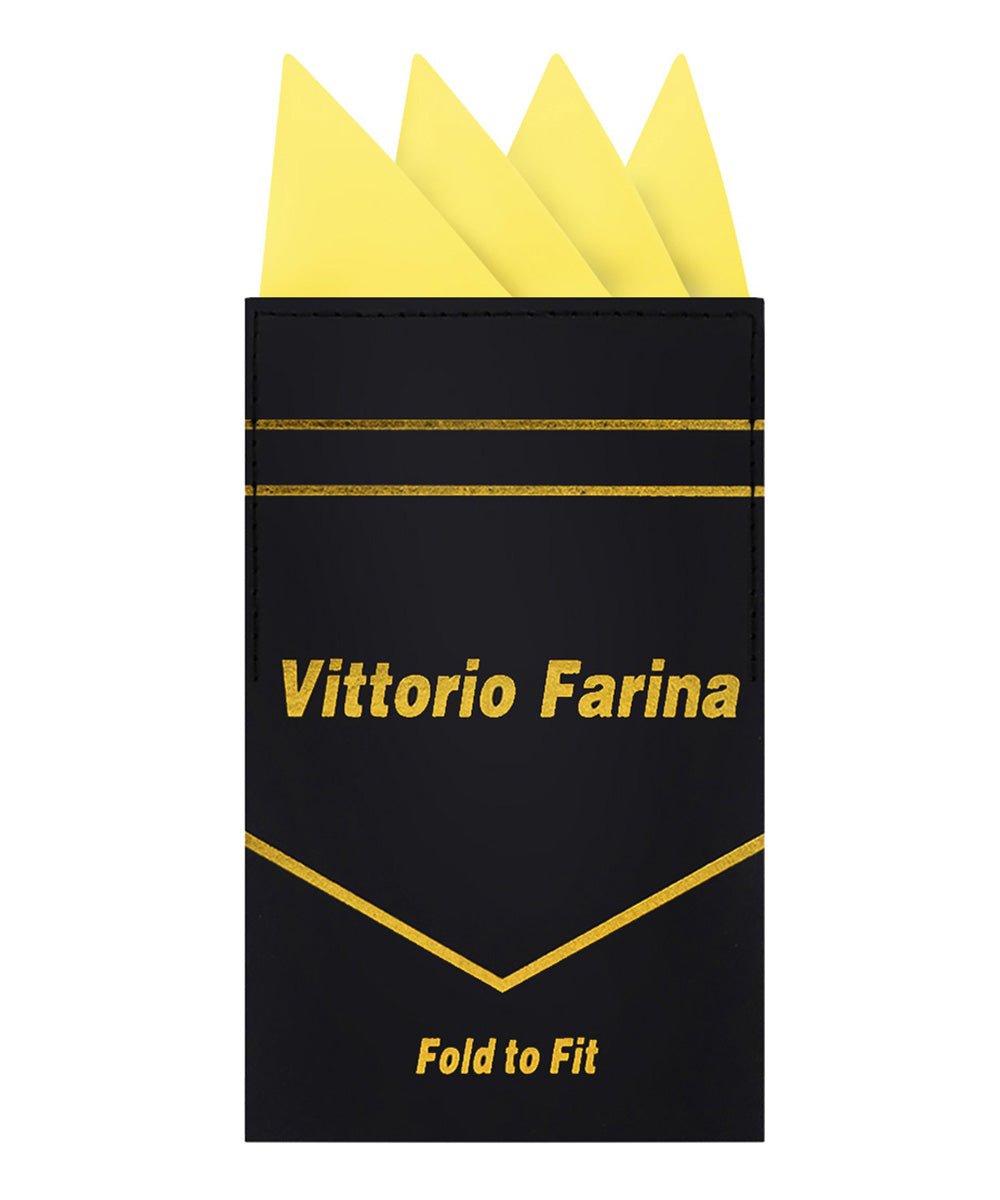 Vittorio Farina Men's Pre - Folded Pocket Square: Four - Point - Suits You Sir - Lemon - 