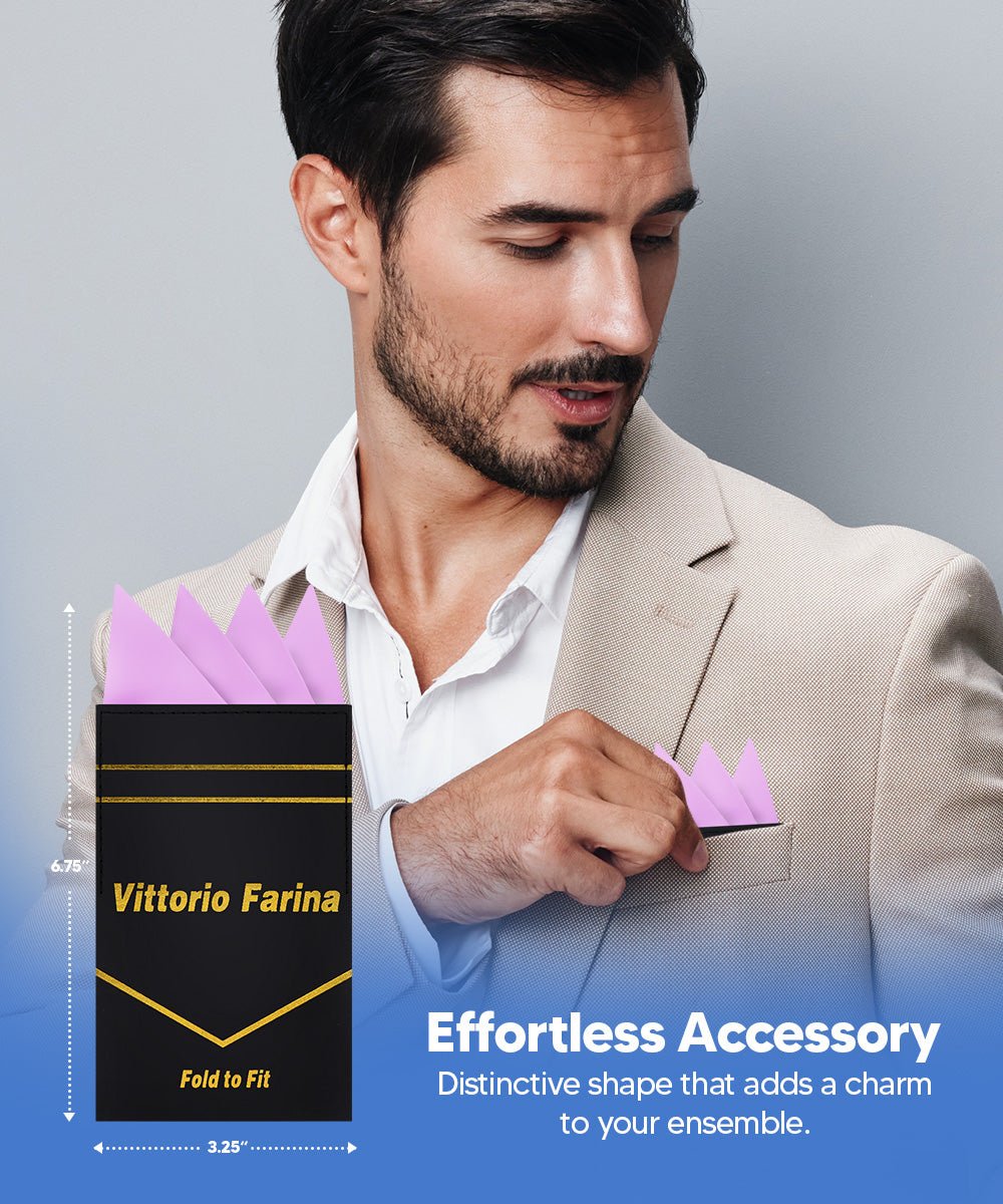 Vittorio Farina Men's Pre - Folded Pocket Square: Four - Point - Suits You Sir - Lilac - 