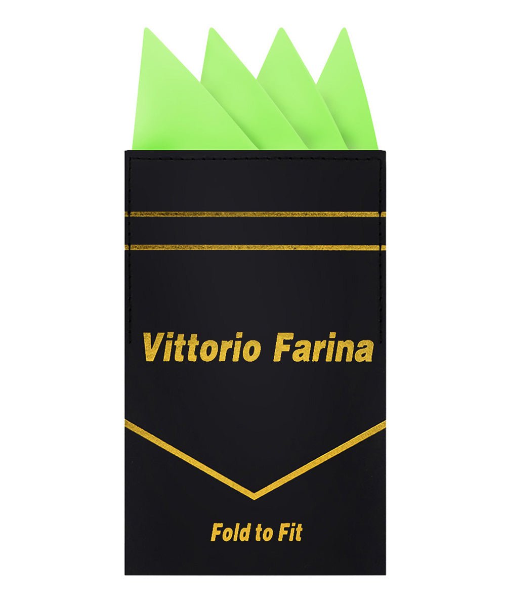 Vittorio Farina Men's Pre - Folded Pocket Square: Four - Point - Suits You Sir - Lime Green - 