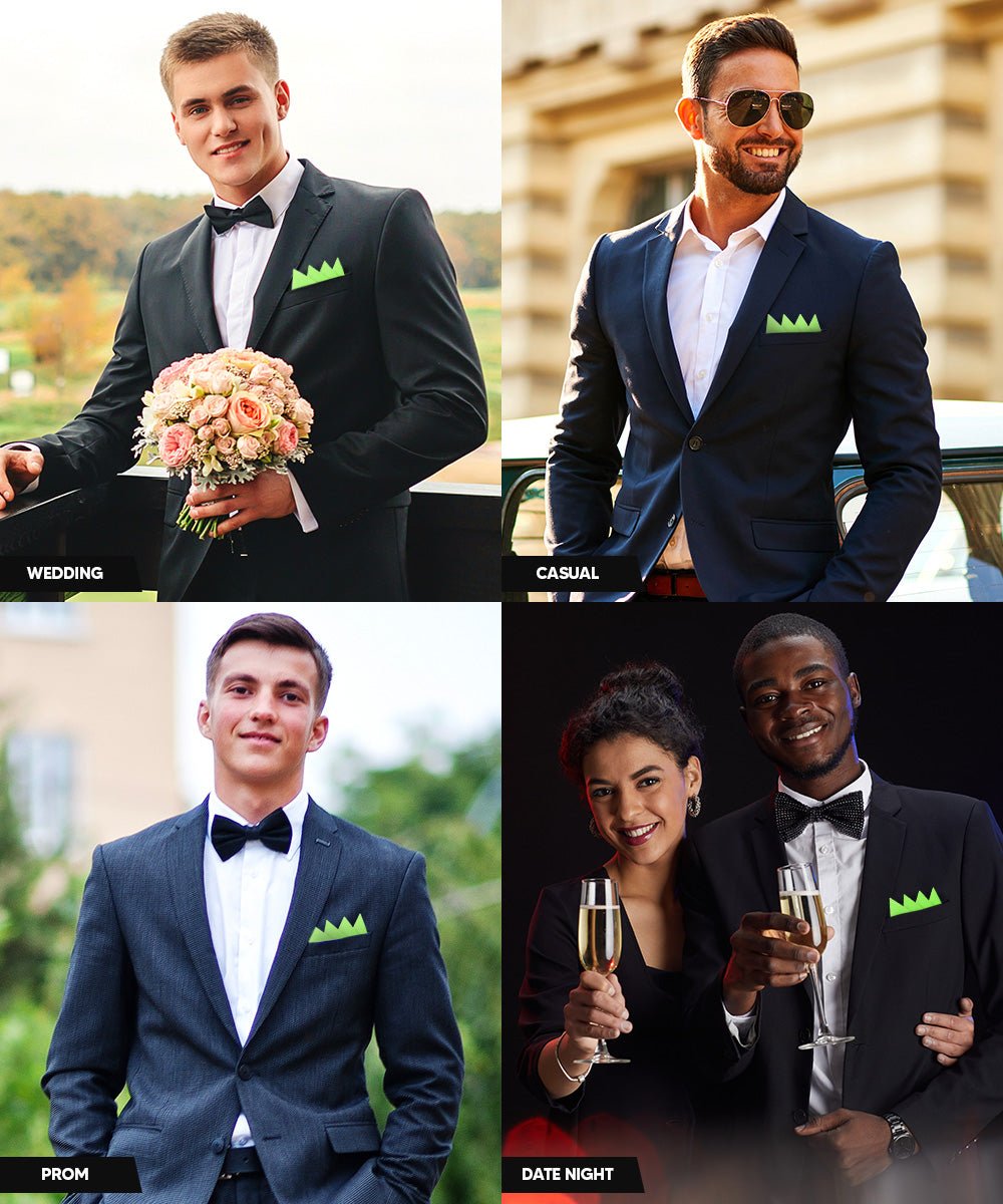 Vittorio Farina Men's Pre - Folded Pocket Square: Four - Point - Suits You Sir - Lime Green - 