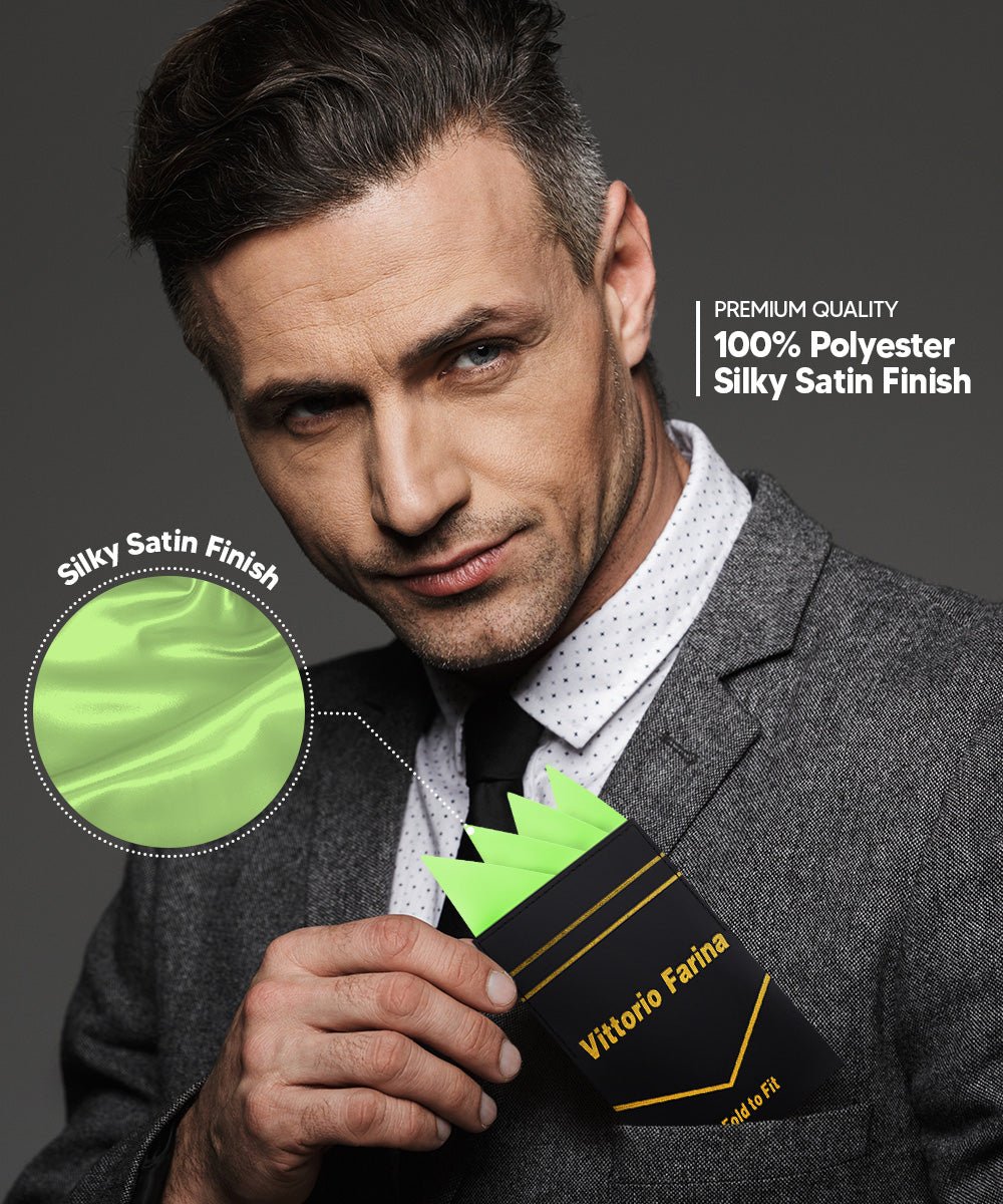 Vittorio Farina Men's Pre - Folded Pocket Square: Four - Point - Suits You Sir - Lime Green - 