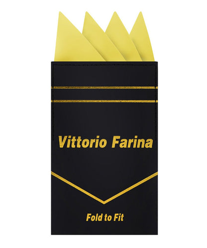 Vittorio Farina Men's Pre - Folded Pocket Square: Four - Point - Suits You Sir - Maize - 