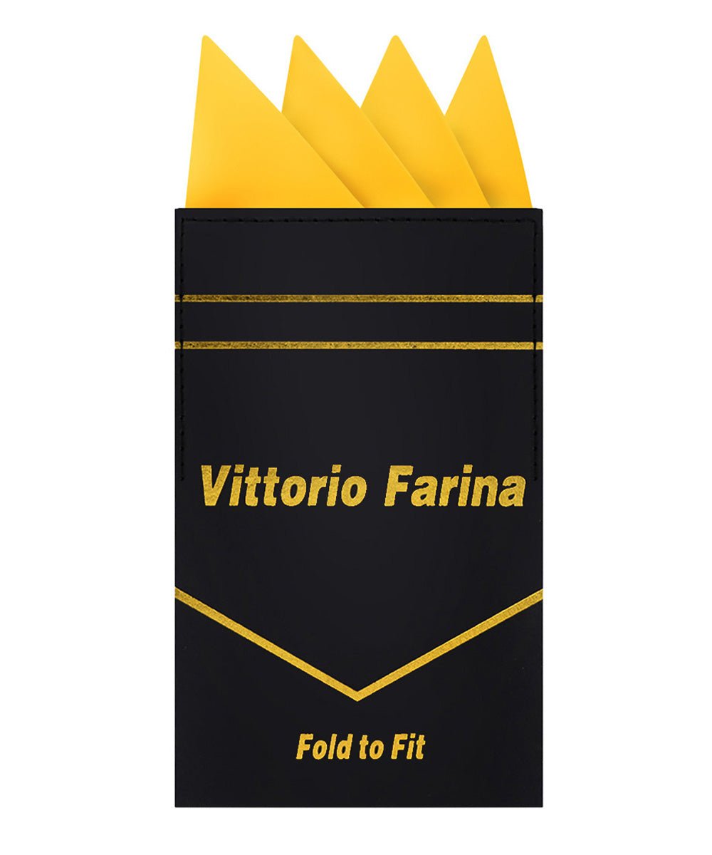 Vittorio Farina Men's Pre - Folded Pocket Square: Four - Point - Suits You Sir - Mustard Yellow - 