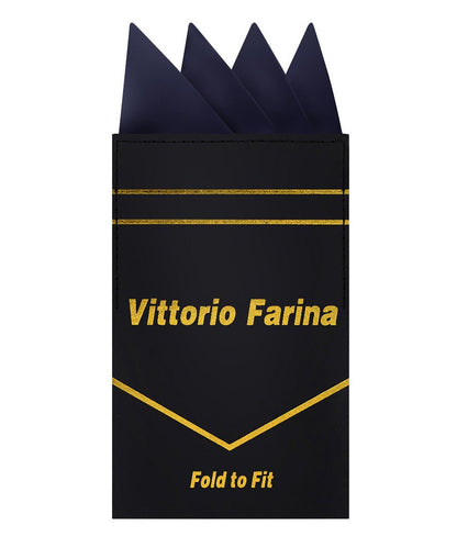 Vittorio Farina Men's Pre - Folded Pocket Square: Four - Point - Suits You Sir - Navy Blue - 