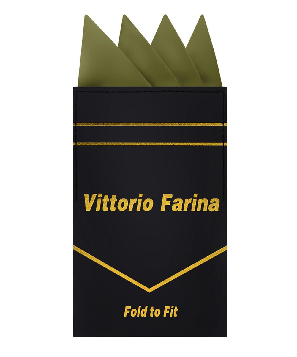 Vittorio Farina Men's Pre - Folded Pocket Square: Four - Point - Suits You Sir - Olive Green - 