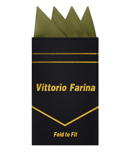 Vittorio Farina Men's Pre - Folded Pocket Square: Four - Point - Suits You Sir - Olive Green - 