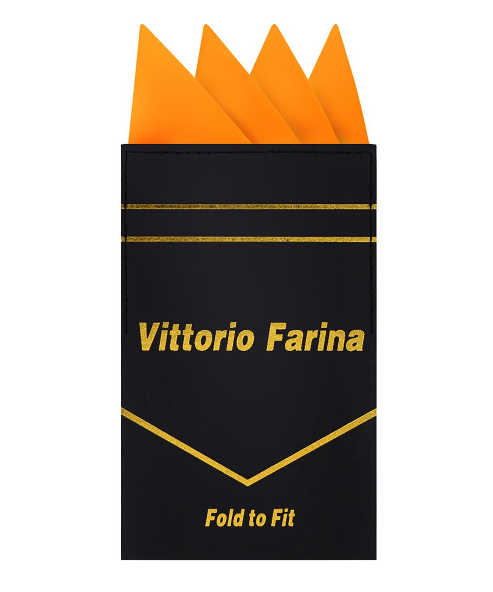 Vittorio Farina Men's Pre - Folded Pocket Square: Four - Point - Suits You Sir - Orange - 