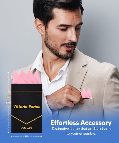 Vittorio Farina Men's Pre - Folded Pocket Square: Four - Point - Suits You Sir - Pink - 