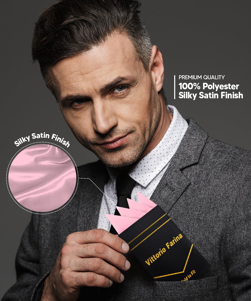 Vittorio Farina Men's Pre - Folded Pocket Square: Four - Point - Suits You Sir - Pink - 