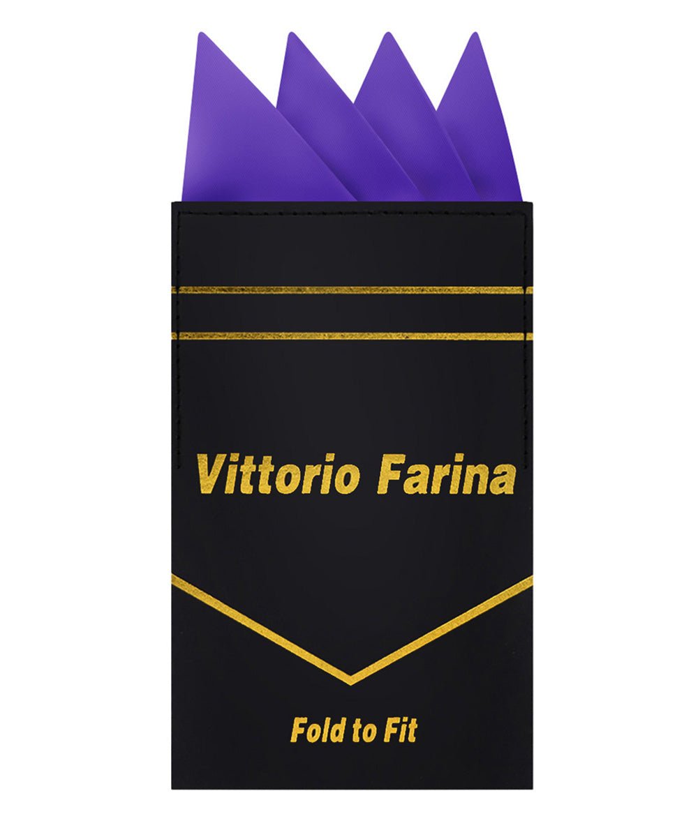 Vittorio Farina Men's Pre - Folded Pocket Square: Four - Point - Suits You Sir - Purple - 