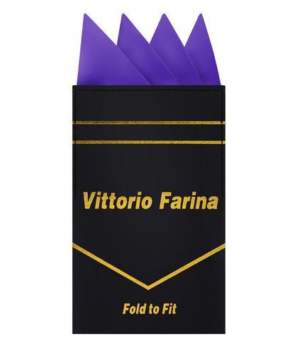 Vittorio Farina Men's Pre - Folded Pocket Square: Four - Point - Suits You Sir - Purple - 