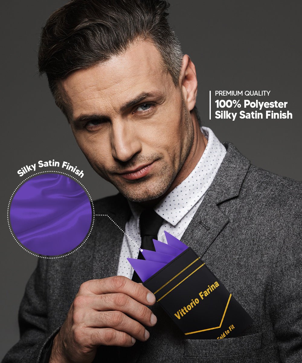 Vittorio Farina Men's Pre - Folded Pocket Square: Four - Point - Suits You Sir - Purple - 