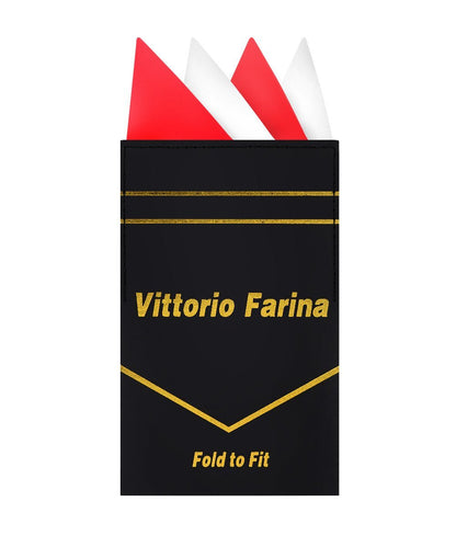 Vittorio Farina Men's Pre - Folded Pocket Square: Four - Point - Suits You Sir - Red and White - 