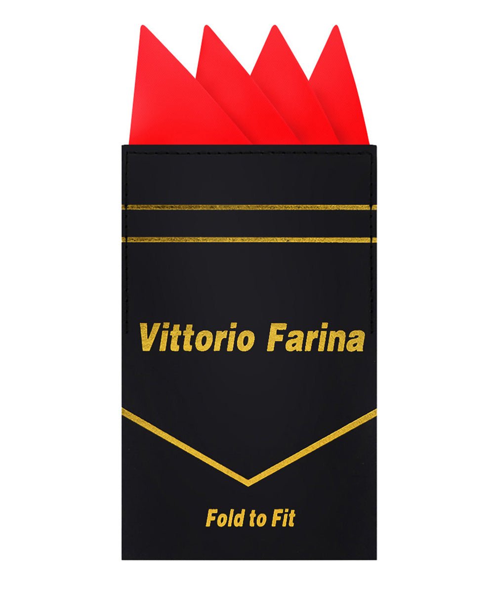 Vittorio Farina Men's Pre - Folded Pocket Square: Four - Point - Suits You Sir - Red - 