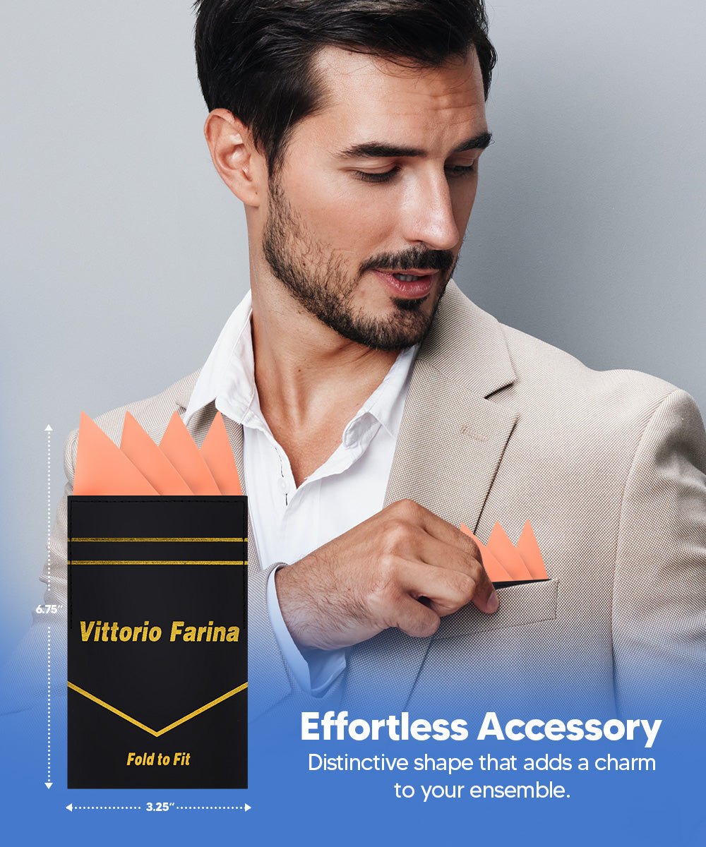 Vittorio Farina Men's Pre - Folded Pocket Square: Four - Point - Suits You Sir - Rose Gold - 