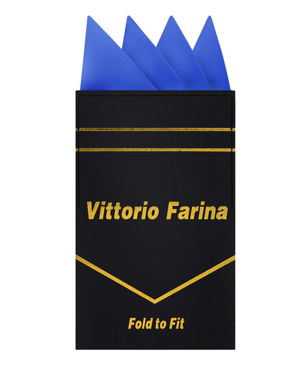 Vittorio Farina Men's Pre - Folded Pocket Square: Four - Point - Suits You Sir - Royal Blue - 
