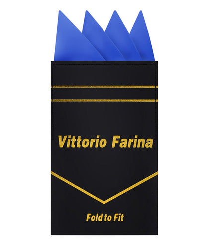 Vittorio Farina Men's Pre - Folded Pocket Square: Four - Point - Suits You Sir - Royal Blue - 