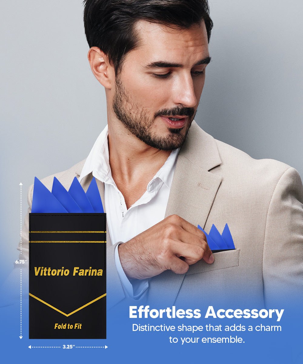 Vittorio Farina Men's Pre - Folded Pocket Square: Four - Point - Suits You Sir - Royal Blue - 