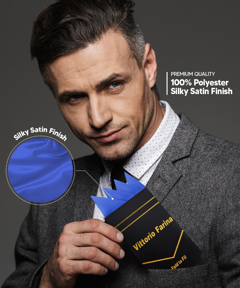 Vittorio Farina Men's Pre - Folded Pocket Square: Four - Point - Suits You Sir - Royal Blue - 