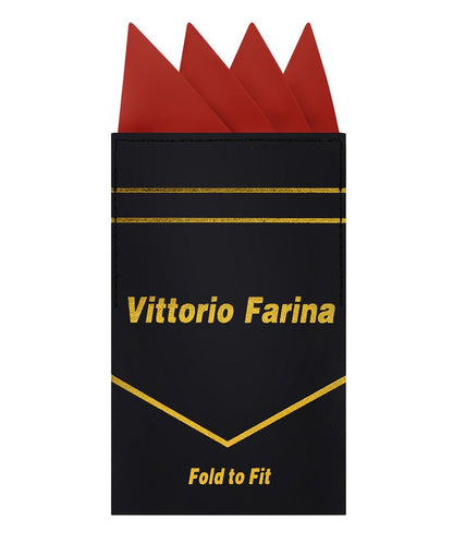 Vittorio Farina Men's Pre - Folded Pocket Square: Four - Point - Suits You Sir - Rust Red - 