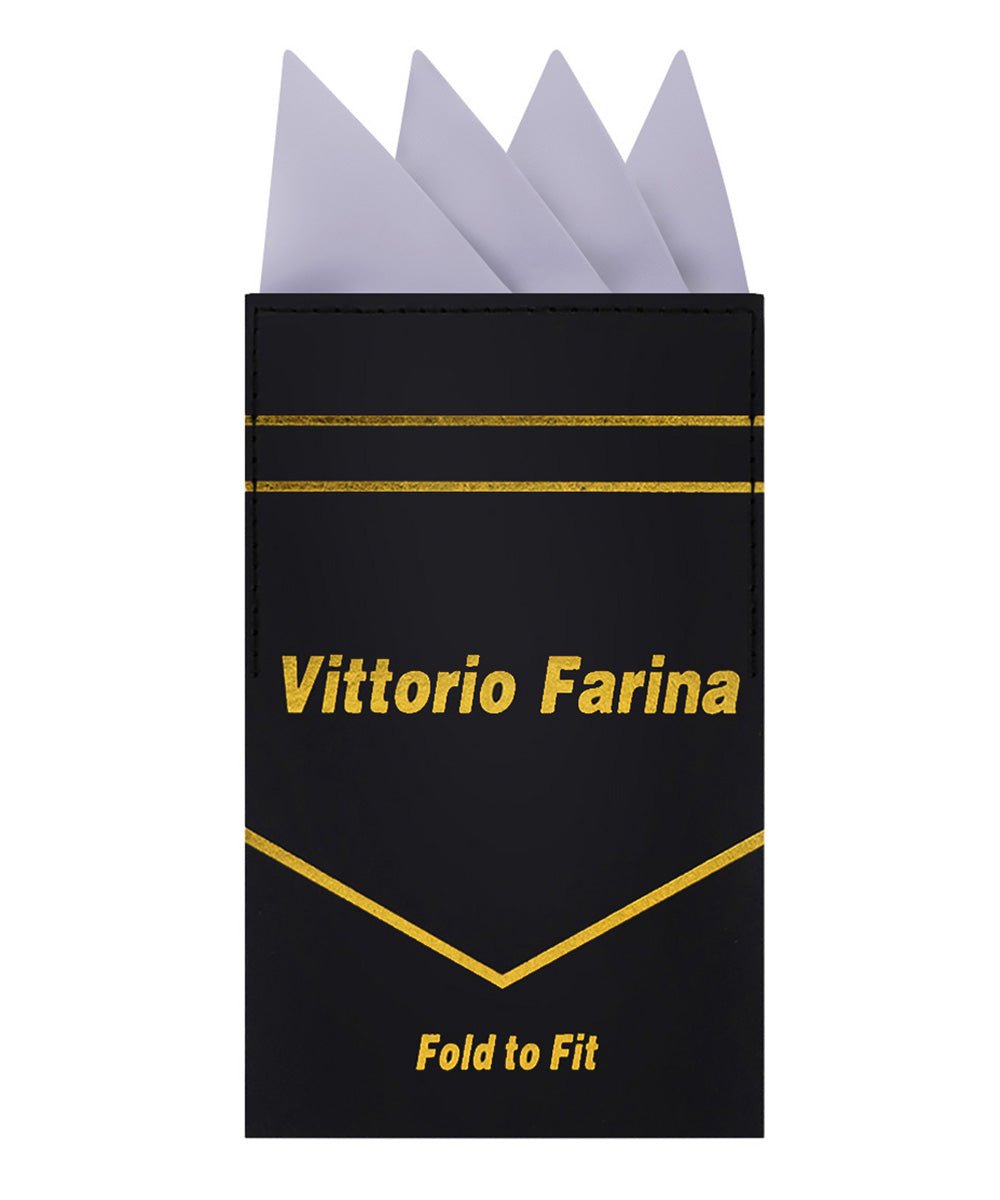 Vittorio Farina Men's Pre - Folded Pocket Square: Four - Point - Suits You Sir - Silver - 