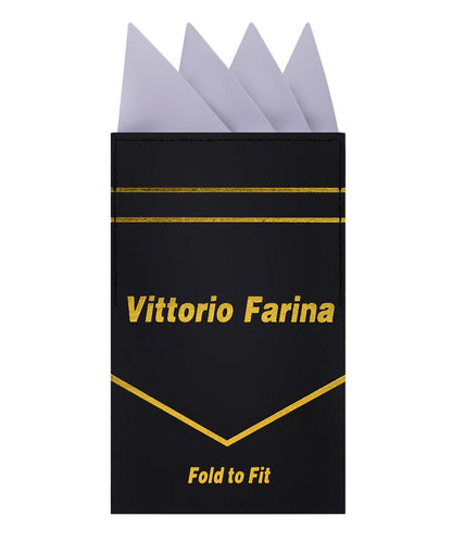 Vittorio Farina Men's Pre - Folded Pocket Square: Four - Point - Suits You Sir - Silver - 