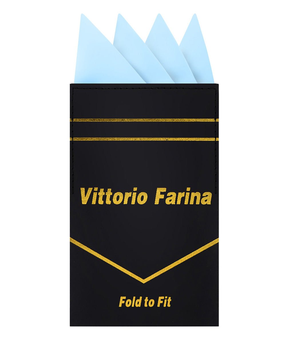 Vittorio Farina Men's Pre - Folded Pocket Square: Four - Point - Suits You Sir - Sky Blue - 