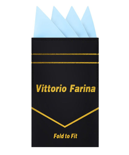 Vittorio Farina Men's Pre - Folded Pocket Square: Four - Point - Suits You Sir - Sky Blue - 