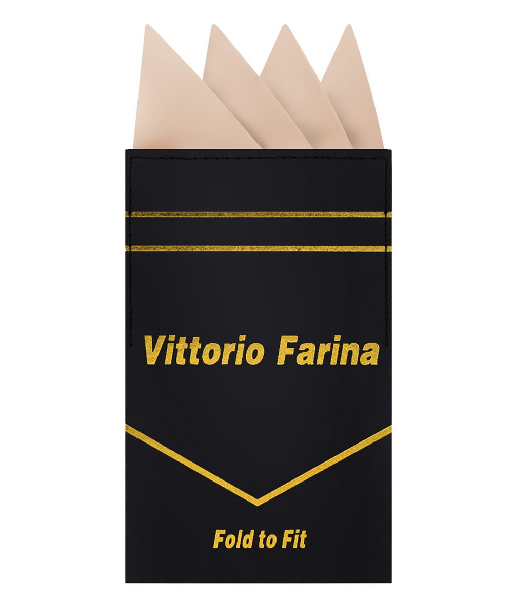 Vittorio Farina Men's Pre - Folded Pocket Square: Four - Point - Suits You Sir - Taupe - 