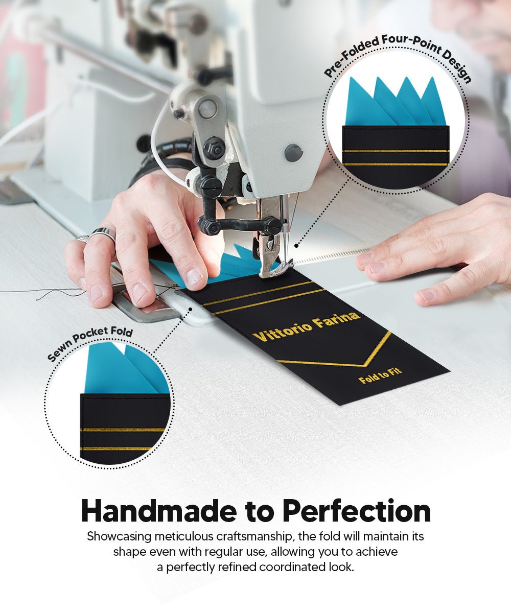 Vittorio Farina Men's Pre - Folded Pocket Square: Four - Point - Suits You Sir - Turquoise - 