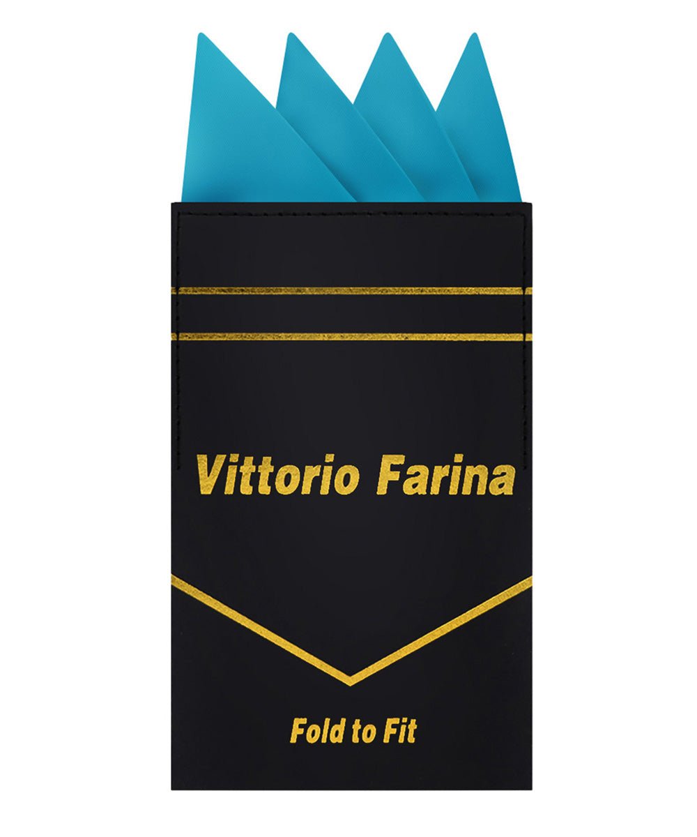 Vittorio Farina Men's Pre - Folded Pocket Square: Four - Point - Suits You Sir - Turquoise - 