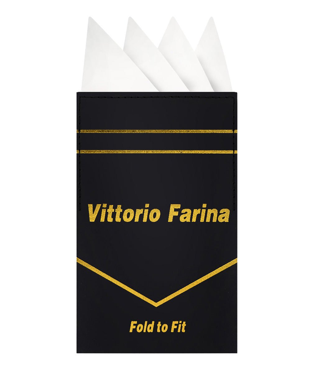 Vittorio Farina Men's Pre - Folded Pocket Square: Four - Point - Suits You Sir - White - 