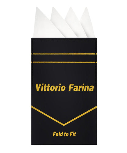 Vittorio Farina Men's Pre - Folded Pocket Square: Four - Point - Suits You Sir - White - 