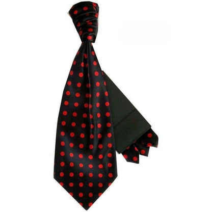 Vittorio Farina Men's Pretied Navy and White Dot Polka Dot Cravat & Pocket Square - Suits You Sir - Black and Red - 