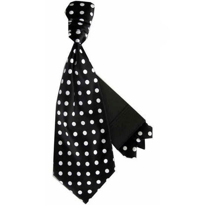 Vittorio Farina Men's Pretied Navy and White Dot Polka Dot Cravat & Pocket Square - Suits You Sir - Black and White - 