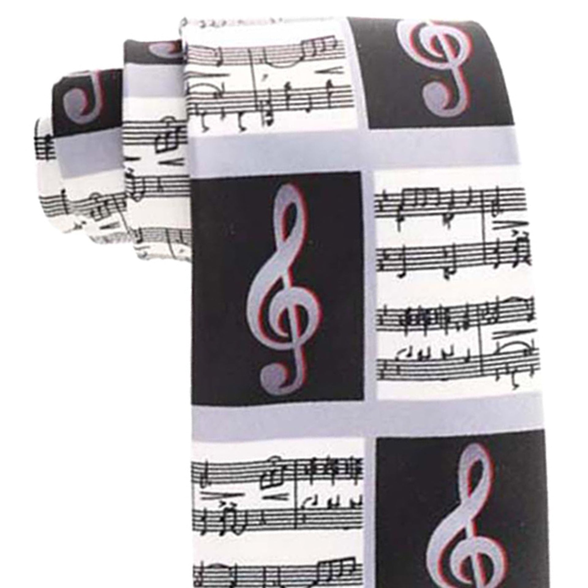 Vittorio Farina Men's Red and Gold Trombone Musical Necktie and Pocket Square - Suits You Sir - Black, White and Red - 