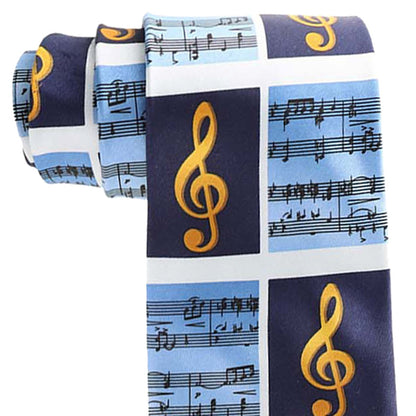 Vittorio Farina Men's Red and Gold Trombone Musical Necktie and Pocket Square - Suits You Sir - Royal Blue - 