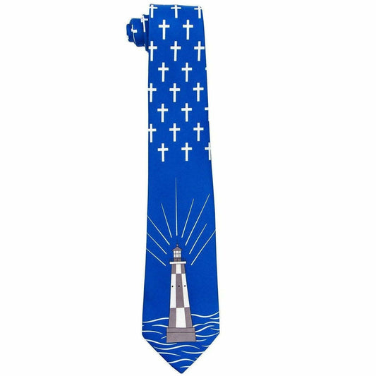 Vittorio Farina Men's Religious Satin Necktie & Pocket Square - Suits You Sir - Royal Blue - 