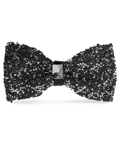 Vittorio Farina Men's Rhinestone Bow Tie in Gift Box - Suits You Sir - Black and Silver - 