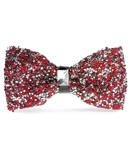 Vittorio Farina Men's Rhinestone Bow Tie in Gift Box - Suits You Sir - Burgundy and Silver - 