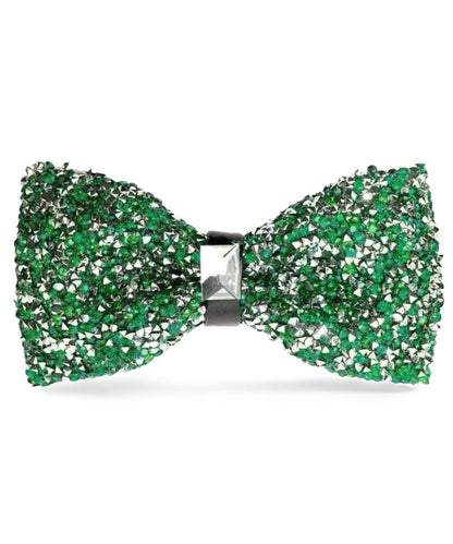 Vittorio Farina Men's Rhinestone Bow Tie in Gift Box - Suits You Sir - Emerald Green and Silver - 
