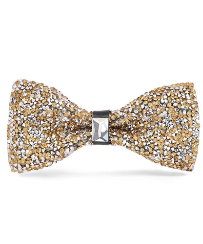 Vittorio Farina Men's Rhinestone Bow Tie in Gift Box - Suits You Sir - Gold and Silver - 