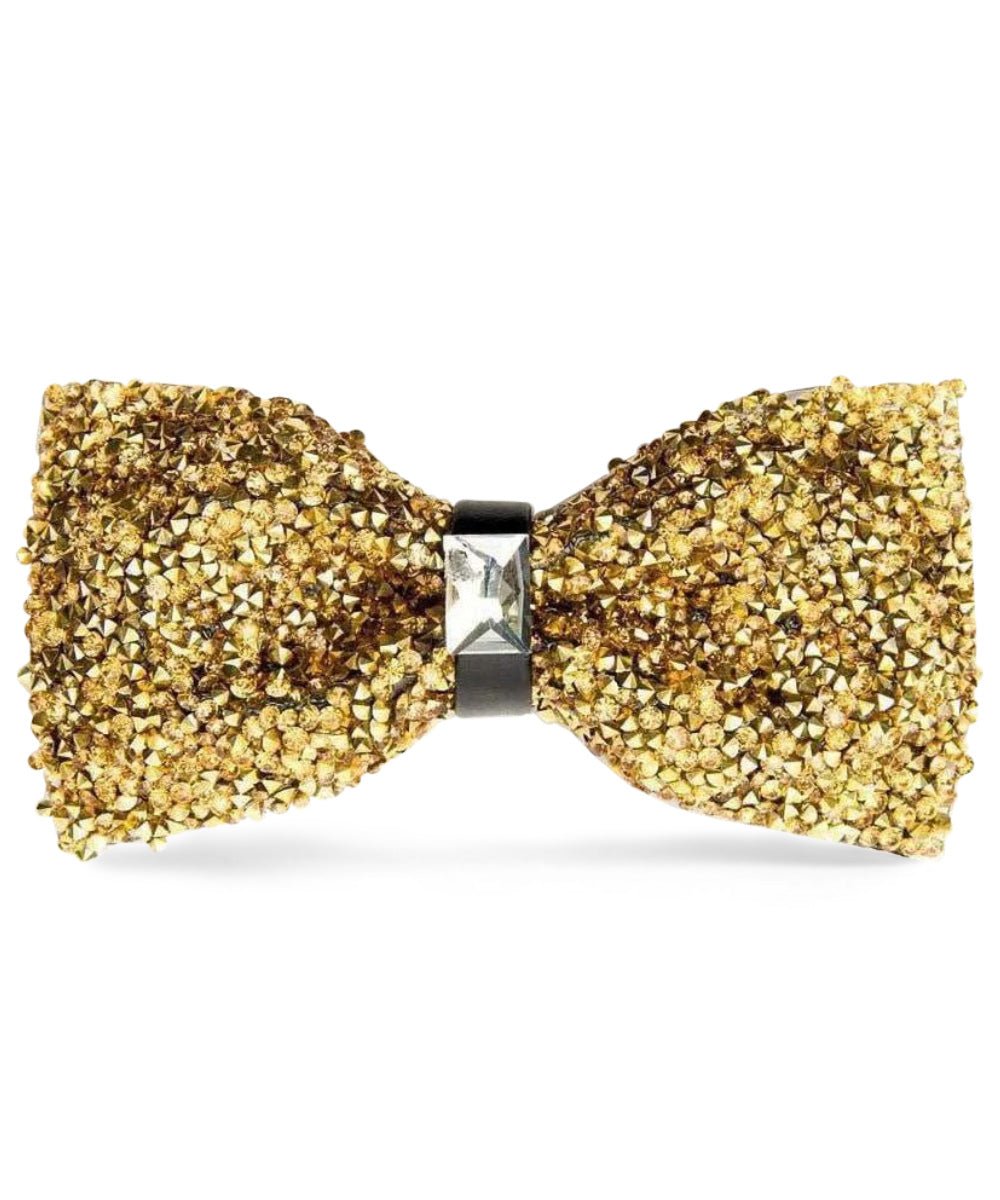 Vittorio Farina Men's Rhinestone Bow Tie in Gift Box - Suits You Sir - Gold - 