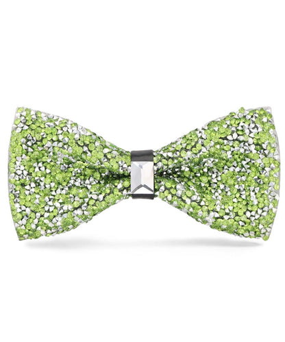 Vittorio Farina Men's Rhinestone Bow Tie in Gift Box - Suits You Sir - Light Green and Silver - 