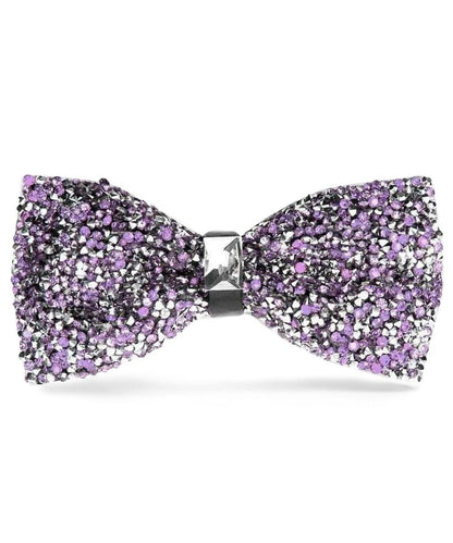 Vittorio Farina Men's Rhinestone Bow Tie in Gift Box - Suits You Sir - Purple and Silver - 