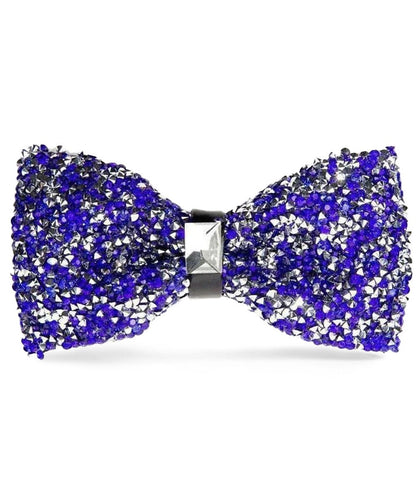 Vittorio Farina Men's Rhinestone Bow Tie in Gift Box - Suits You Sir - Royal Blue and Silver - 