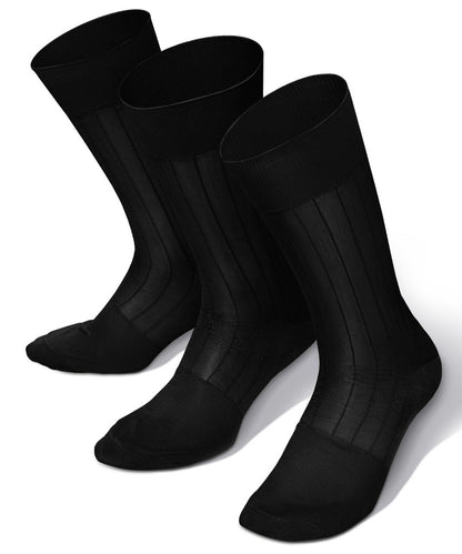 Vittorio Farina Men's Ribbed Shear Nylon Anklet Dress Socks - Suits You Sir - Black - 3