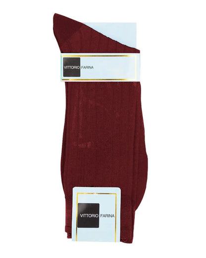 Vittorio Farina Men's Ribbed Shear Nylon Anklet Dress Socks - Suits You Sir - Burgundy - 12