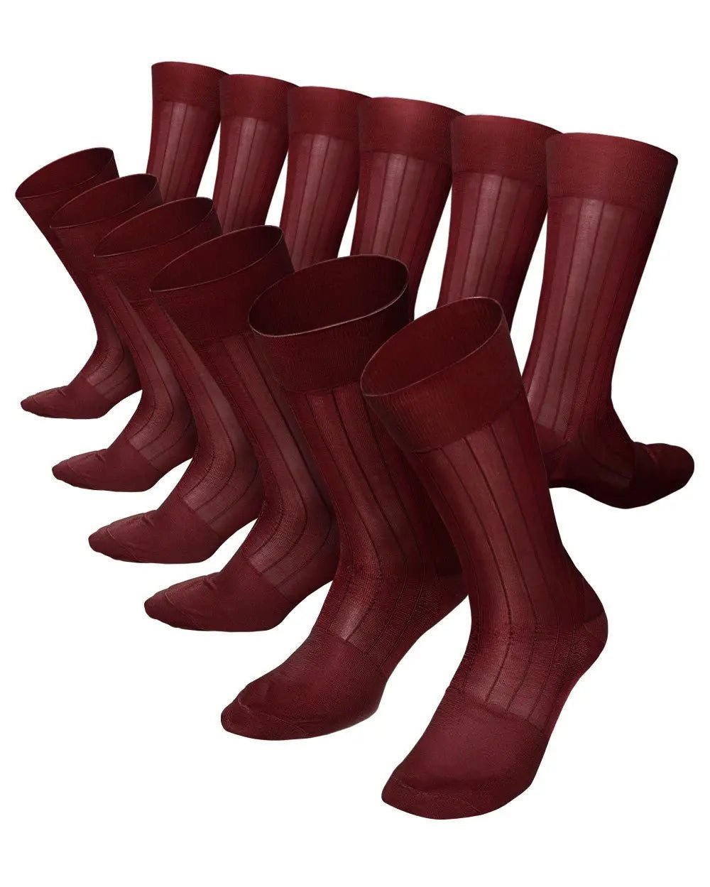 Vittorio Farina Men's Ribbed Shear Nylon Anklet Dress Socks - Suits You Sir - Burgundy - 12